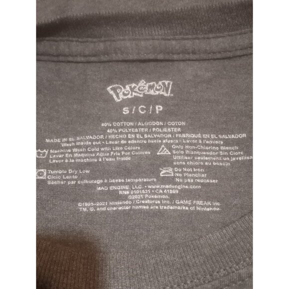 Pokémon Gray Pikachu Graphic T-shirt Crew Neck Adult Size Small S - Picture 7 of 10